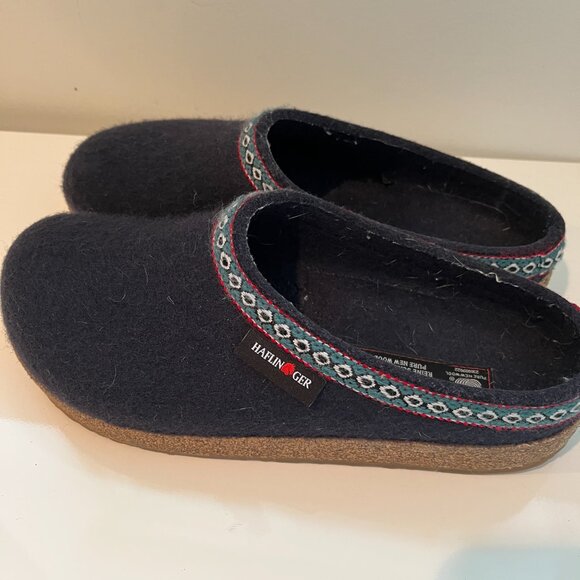 Navy Haflinger Slippers Shoes Planter Fasciitis Wool Sz 42 (W Sz 11, M Sz 9) - Picture 2 of 5